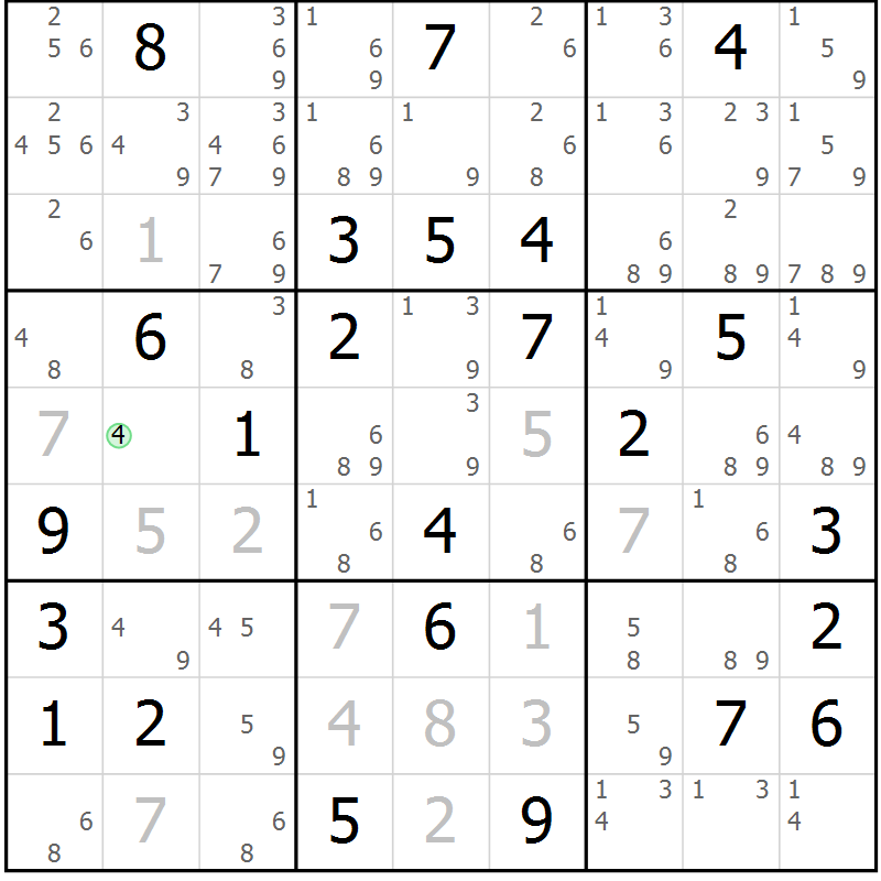 Position des candidats pour la solution de la Gr 73 page 76 du magazine de sudoku Sudoku Suprême n° 039
