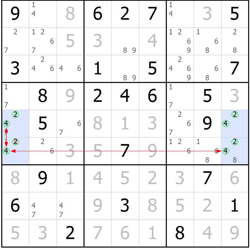 Position des candidats pour la solution de la Gr 74 page 77 du magazine de sudoku Sudoku Suprême n° 039