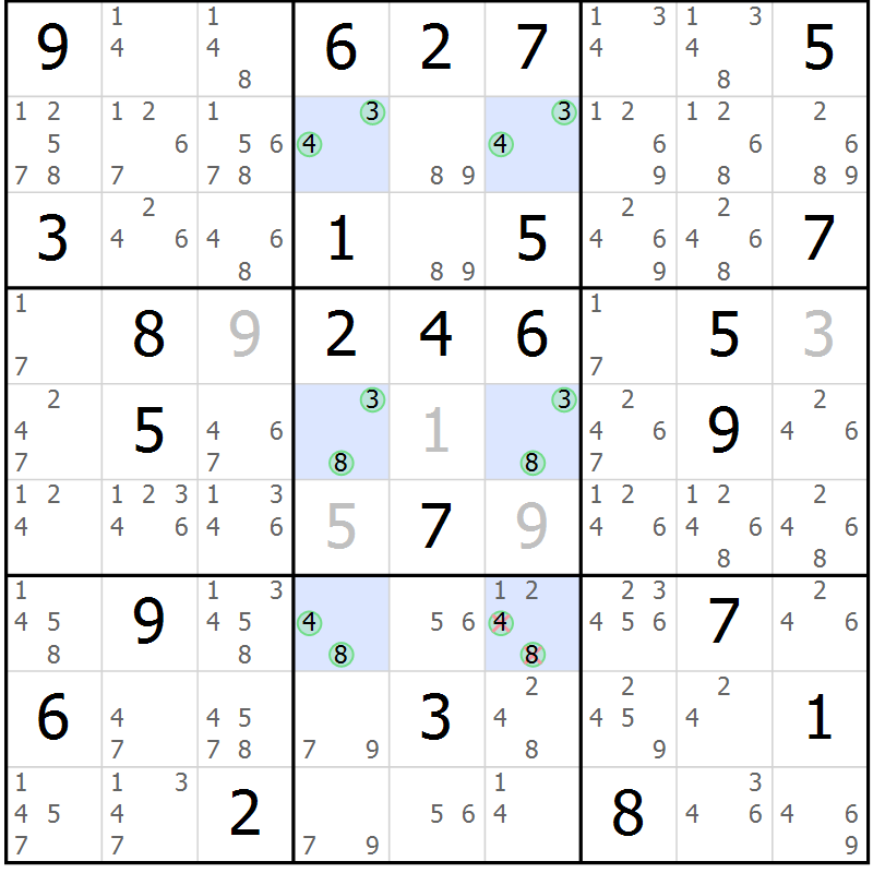 Position des candidats pour la solution de la Gr 74 page 77 du magazine de sudoku Sudoku Suprême n° 039