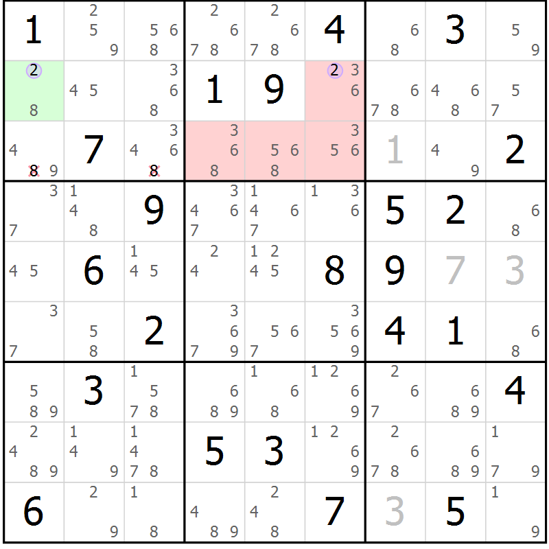 Position des candidats pour la solution de la Gr 75 page 78 du magazine de sudoku Sudoku Suprême n° 039