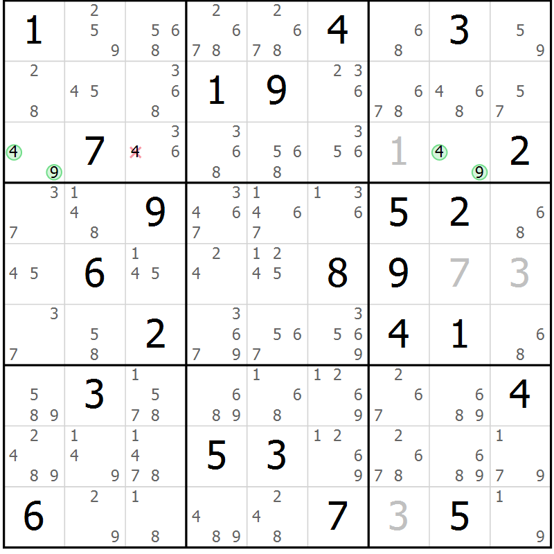Position des candidats pour la solution de la Gr 75 page 78 du magazine de sudoku Sudoku Suprême n° 039
