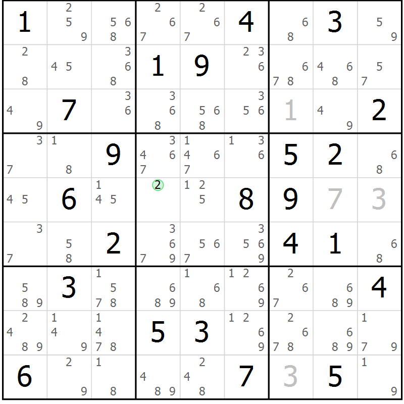 Position des candidats pour la solution de la Gr 75 page 78 du magazine de sudoku Sudoku Suprême n° 039
