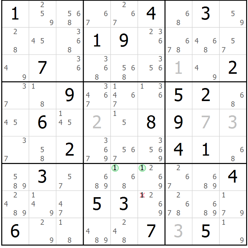 Position des candidats pour la solution de la Gr 75 page 78 du magazine de sudoku Sudoku Suprême n° 039