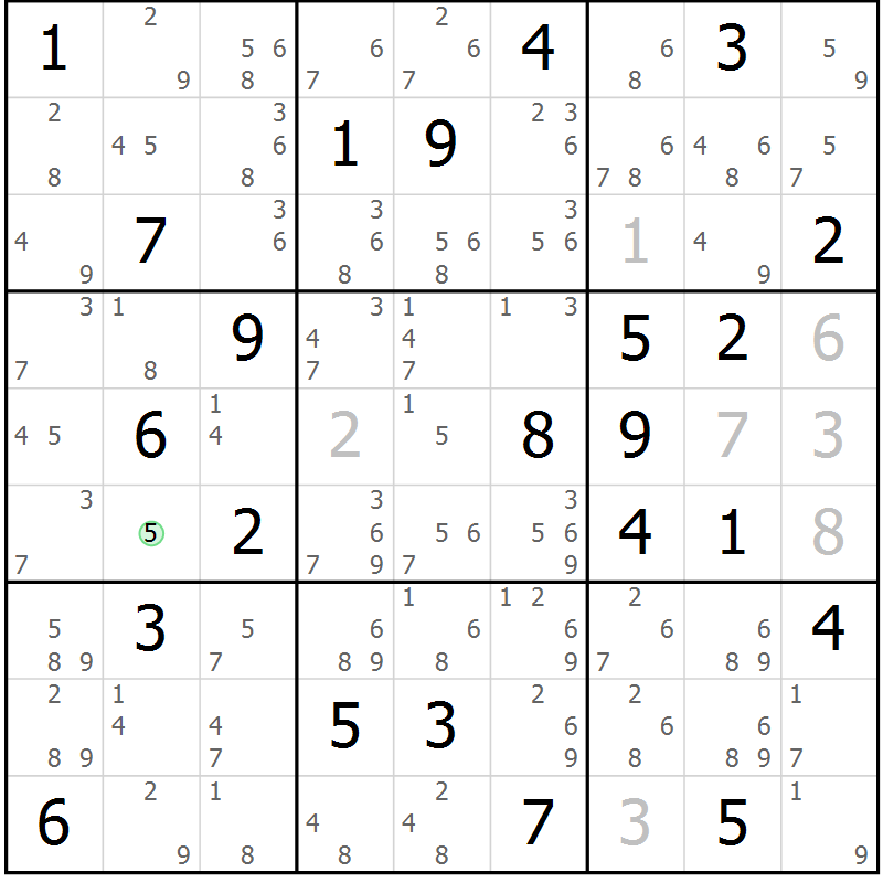 Position des candidats pour la solution de la Gr 75 page 78 du magazine de sudoku Sudoku Suprême n° 039