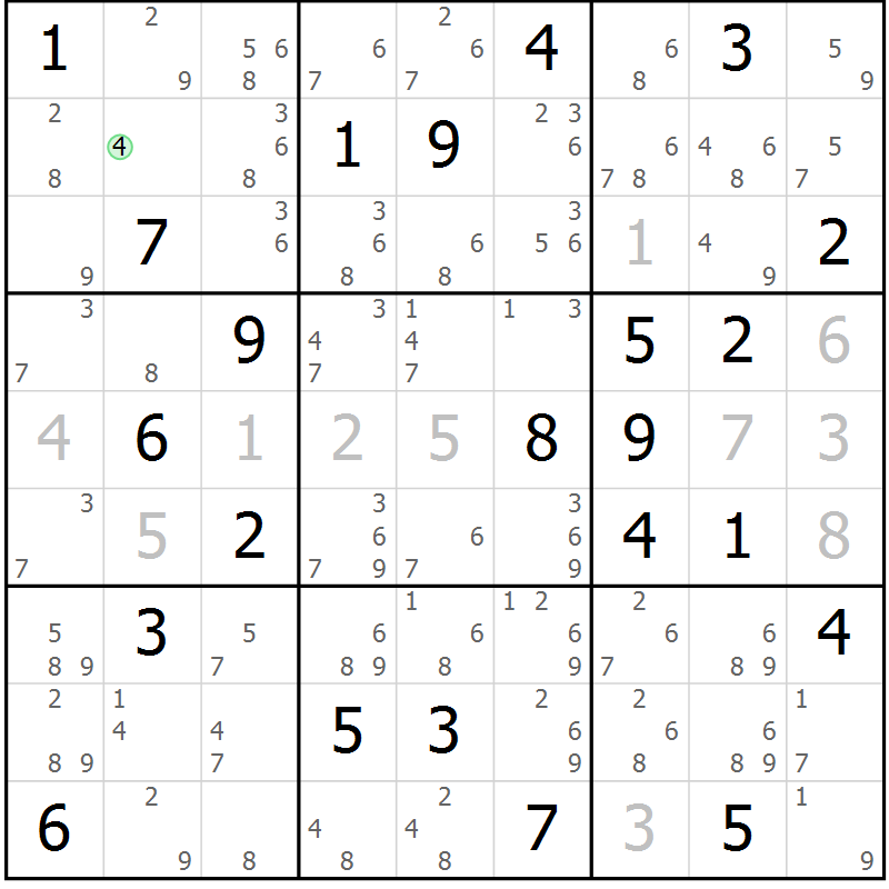 Position des candidats pour la solution de la Gr 75 page 78 du magazine de sudoku Sudoku Suprême n° 039