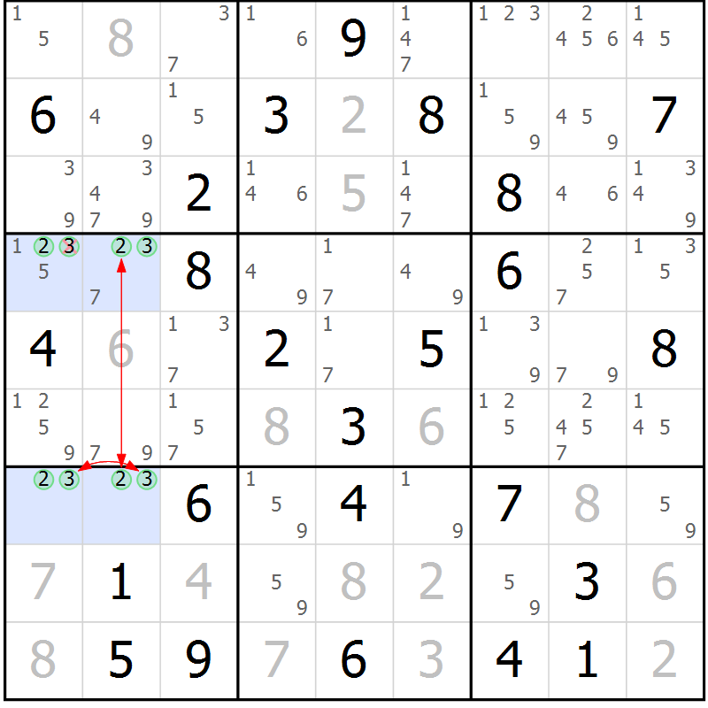 Position des candidats pour la solution de la Gr 76 page 79 du magazine de sudoku Sudoku Suprême n° 039