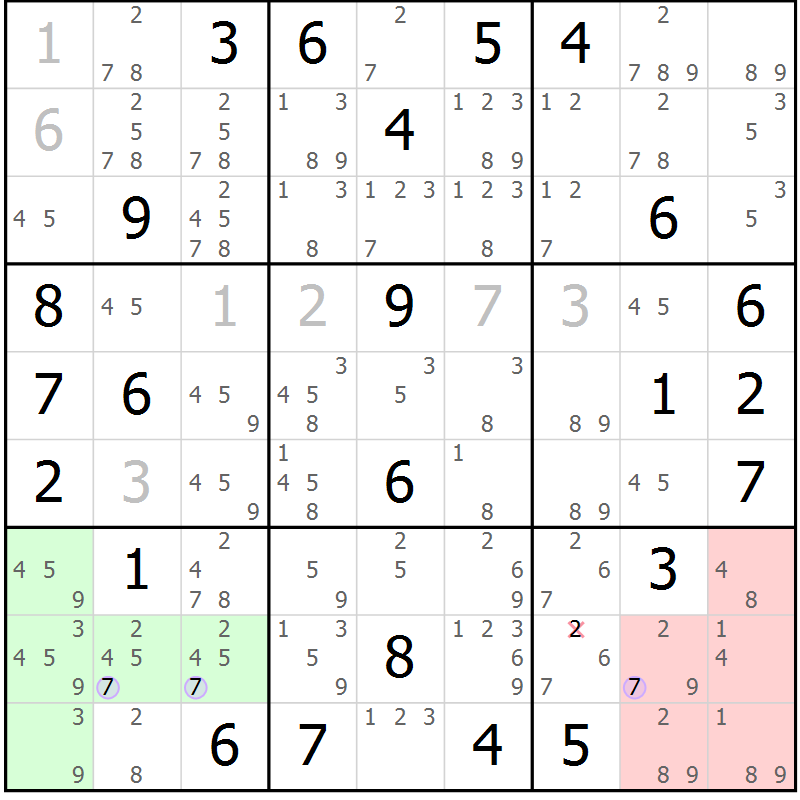 Position des candidats pour la solution de la Gr 77 page 80 du magazine de sudoku Sudoku Suprême n° 039