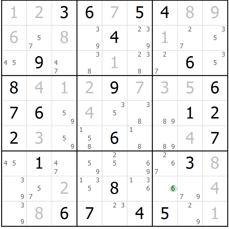 Position des candidats pour la solution de la Gr 77 page 80 du magazine de sudoku Sudoku Suprême n° 039