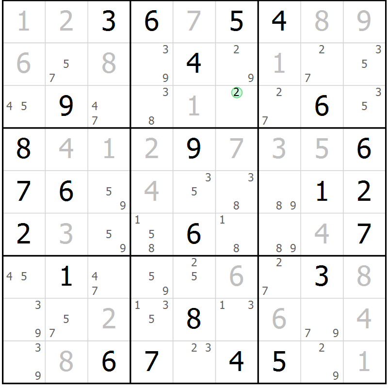 Position des candidats pour la solution de la Gr 77 page 80 du magazine de sudoku Sudoku Suprême n° 039