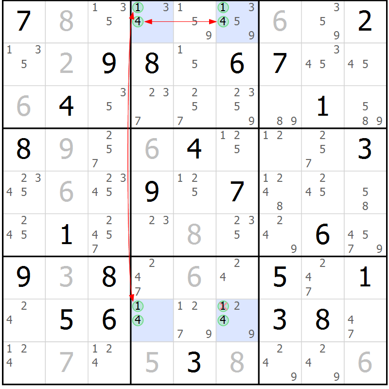 Position des candidats pour la solution de la Gr 78 page 81 du magazine de sudoku Sudoku Suprême n° 039