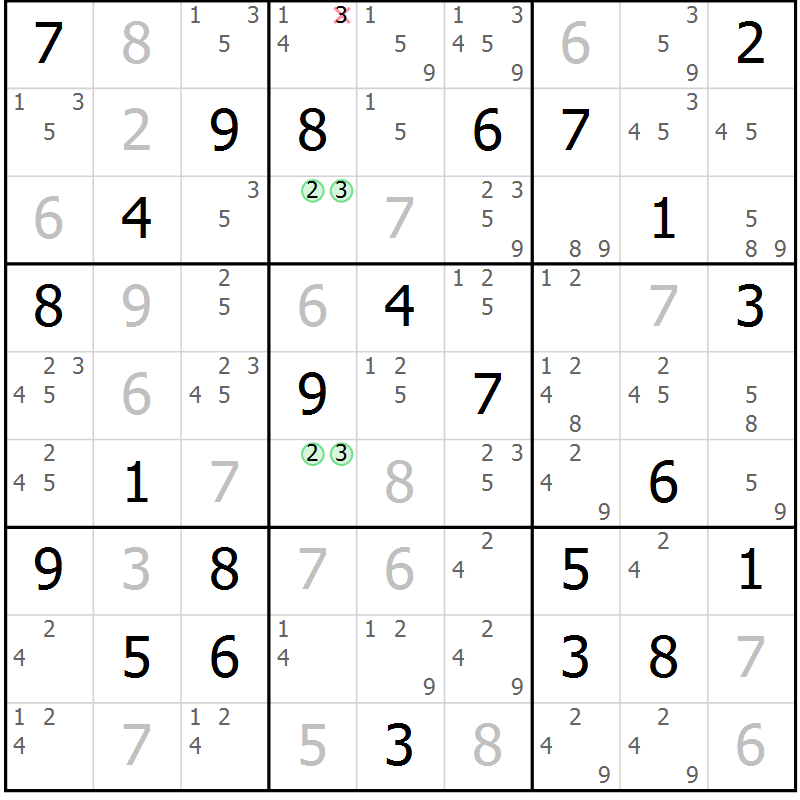 Position des candidats pour la solution de la Gr 78 page 81 du magazine de sudoku Sudoku Suprême n° 039