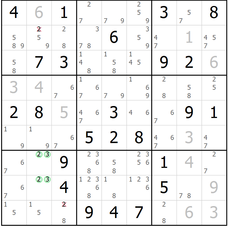 Position des candidats pour la solution de la Gr 79 page 82 du magazine de sudoku Sudoku Suprême n° 039