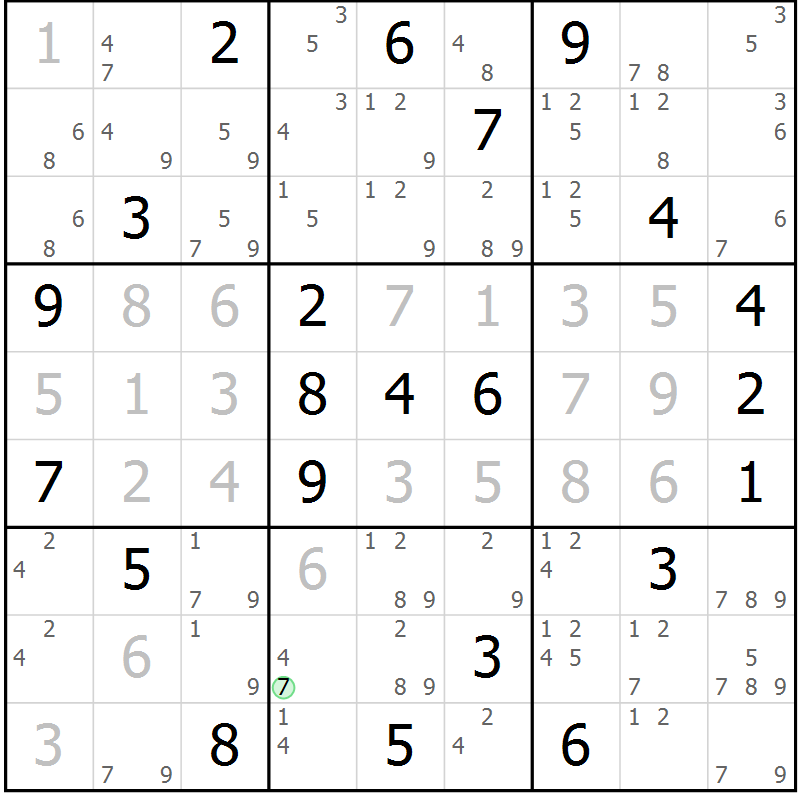 Position des candidats pour la solution de la Gr 8 page 11 du magazine de sudoku Sudoku Suprême n° 039