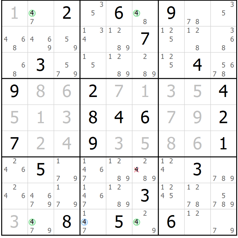 Position des candidats pour la solution de la Gr 8 page 11 du magazine de sudoku Sudoku Suprême n° 039