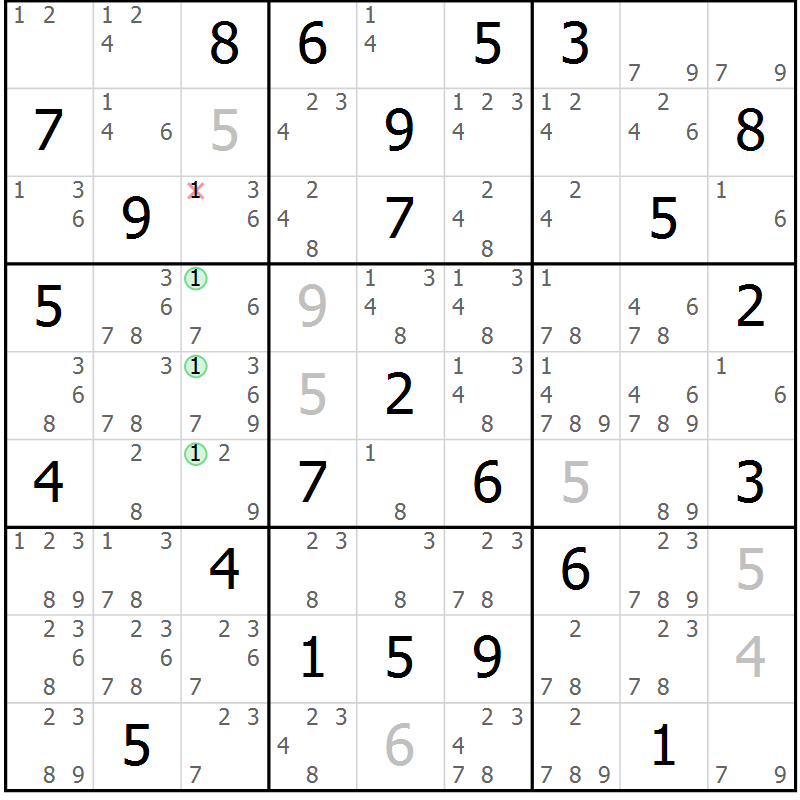 Position des candidats pour la solution de la Gr 83 page 86 du magazine de sudoku Sudoku Suprême n° 039