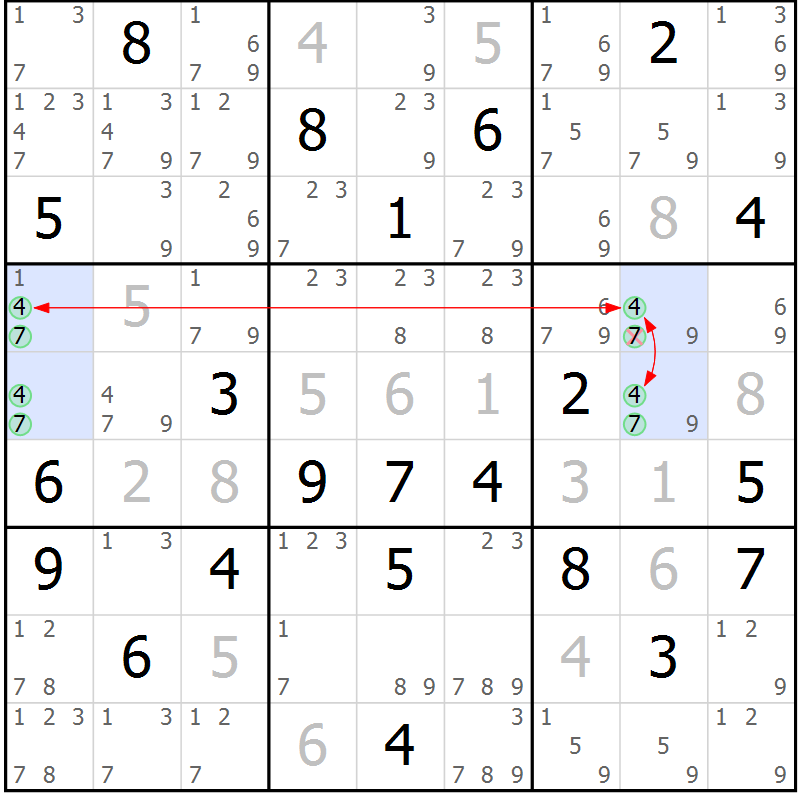 Position des candidats pour la solution de la Gr 9 page 12 du magazine de sudoku Sudoku Suprême n° 039