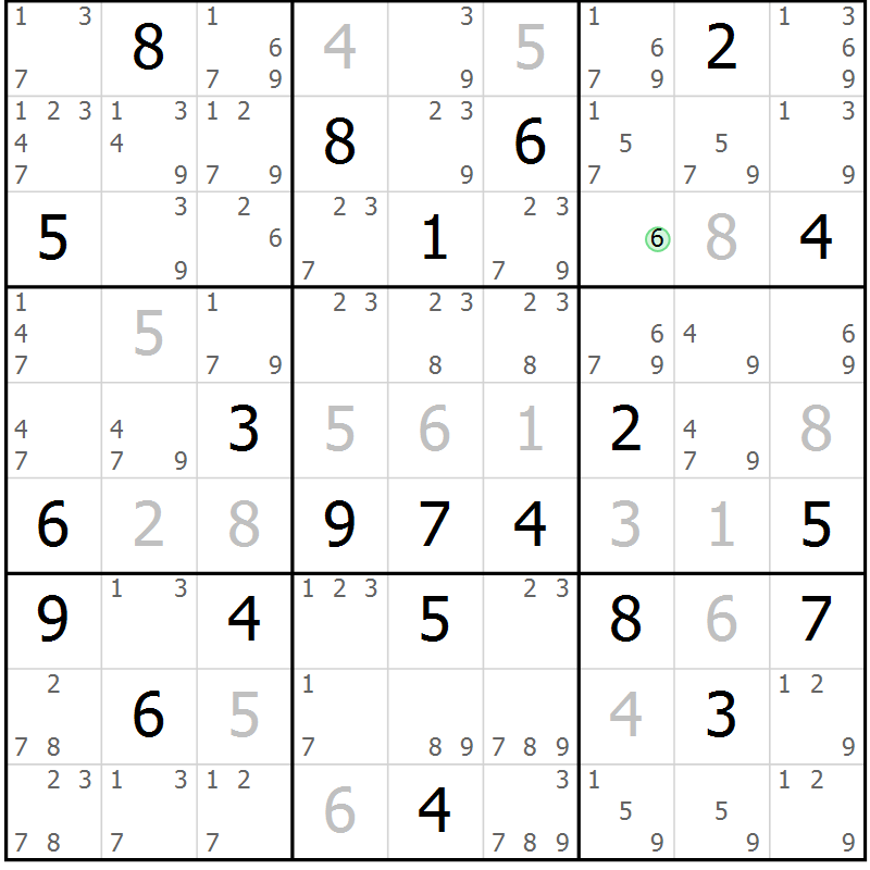 Position des candidats pour la solution de la Gr 9 page 12 du magazine de sudoku Sudoku Suprême n° 039