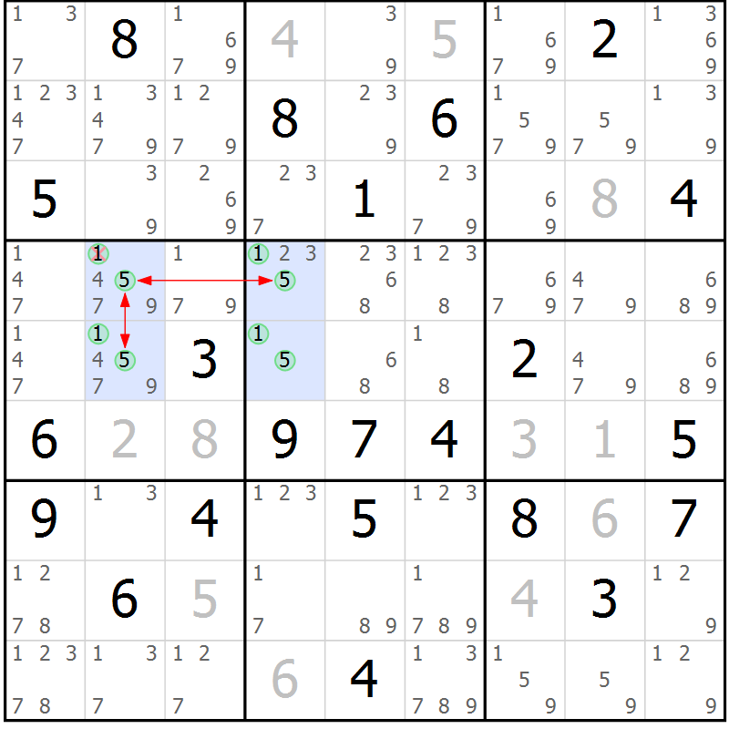Position des candidats pour la solution de la Gr 9 page 12 du magazine de sudoku Sudoku Suprême n° 039