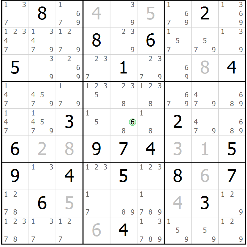 Position des candidats pour la solution de la Gr 9 page 12 du magazine de sudoku Sudoku Suprême n° 039