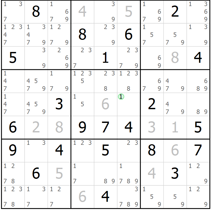 Position des candidats pour la solution de la Gr 9 page 12 du magazine de sudoku Sudoku Suprême n° 039