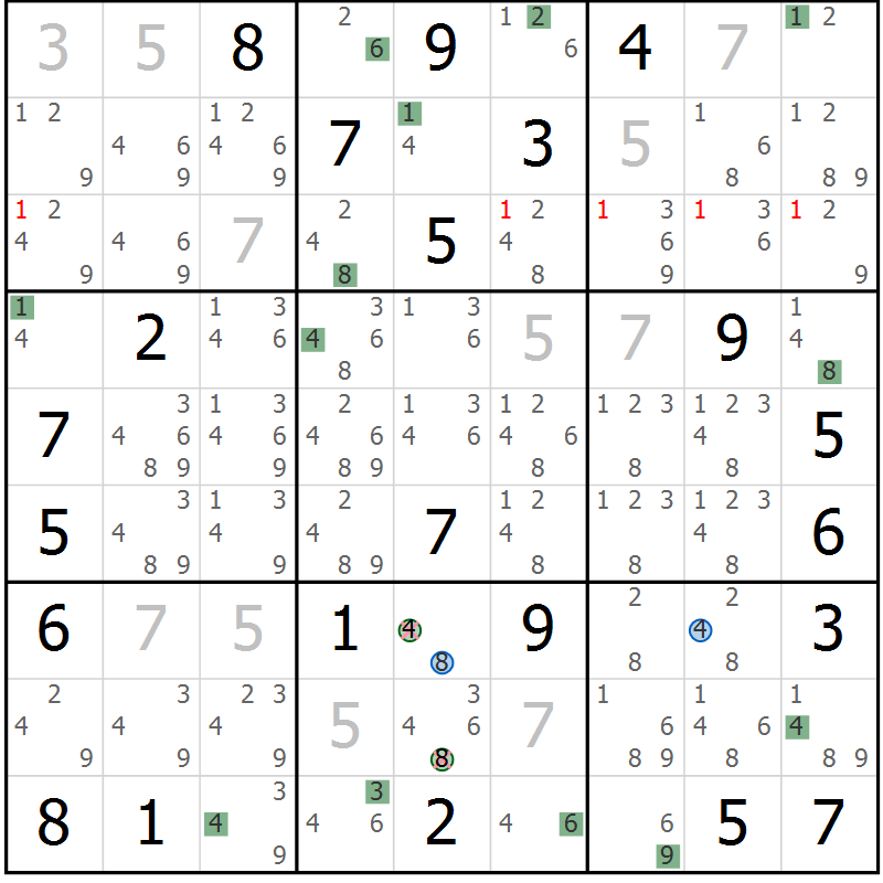 Position des candidats pour la solution de la Gr 12 page 15 du magazine de sudoku Sudoku Suprême n° 039