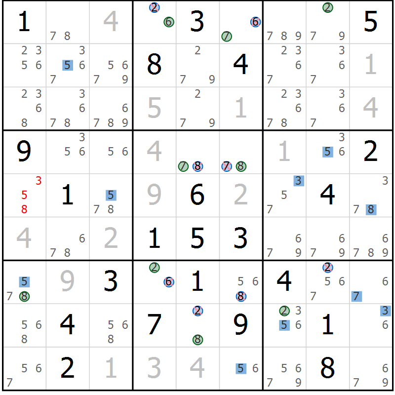Position des candidats pour la solution de la Gr 24 page 27 du magazine de sudoku Sudoku Suprême n° 039