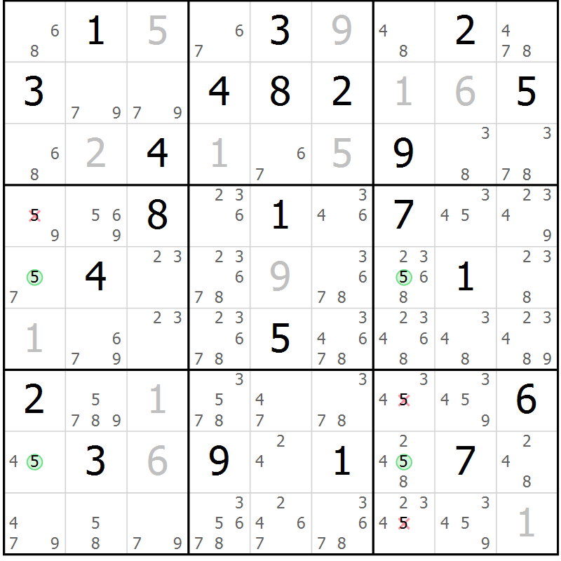 Position des candidats pour la solution de la Gr 30 page 33 du magazine de sudoku Sudoku Suprême n° 039