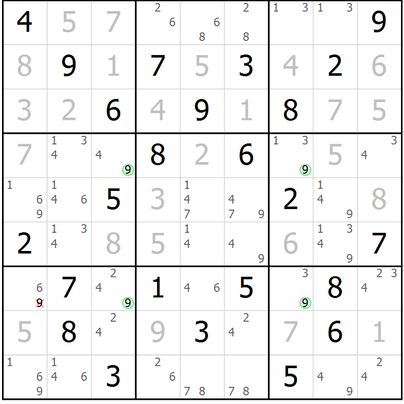 Position des candidats pour la solution de la Gr 32 page 35 du magazine de sudoku Sudoku Suprême n° 039