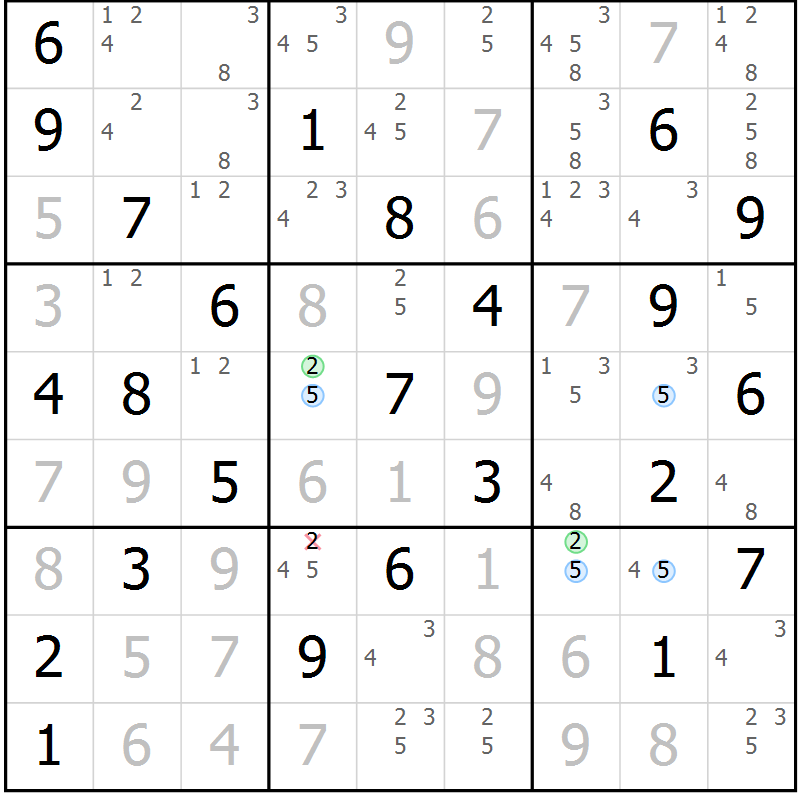 Position des candidats pour la solution de la Gr 34 page 37 du magazine de sudoku Sudoku Suprême n° 039