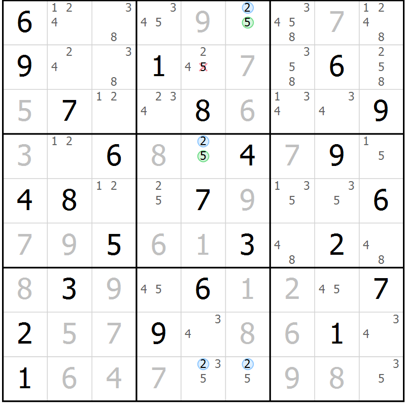 Position des candidats pour la solution de la Gr 34 page 37 du magazine de sudoku Sudoku Suprême n° 039