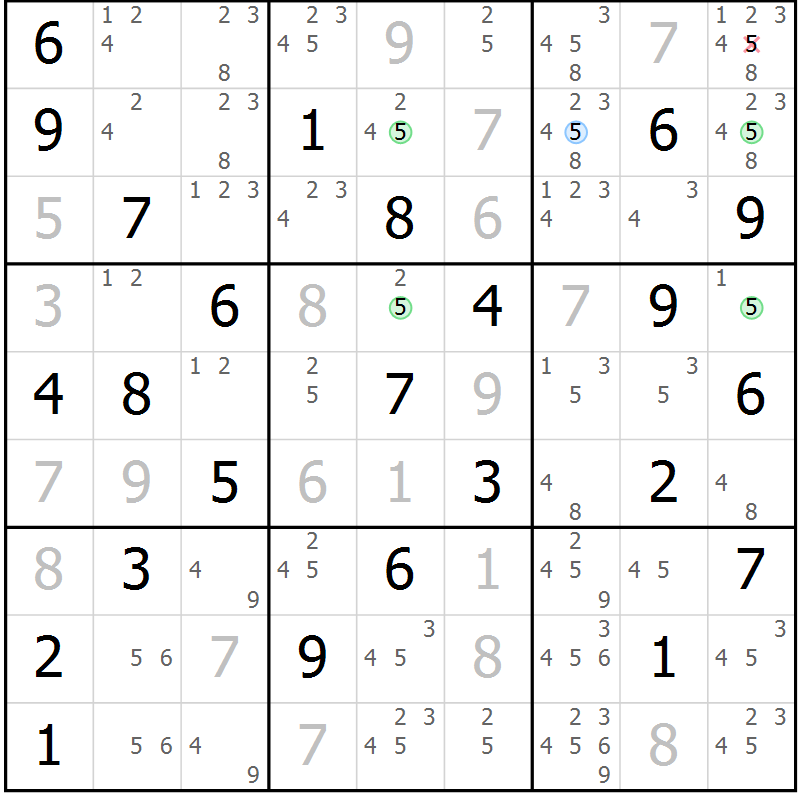 Position des candidats pour la solution de la Gr 34 page 37 du magazine de sudoku Sudoku Suprême n° 039