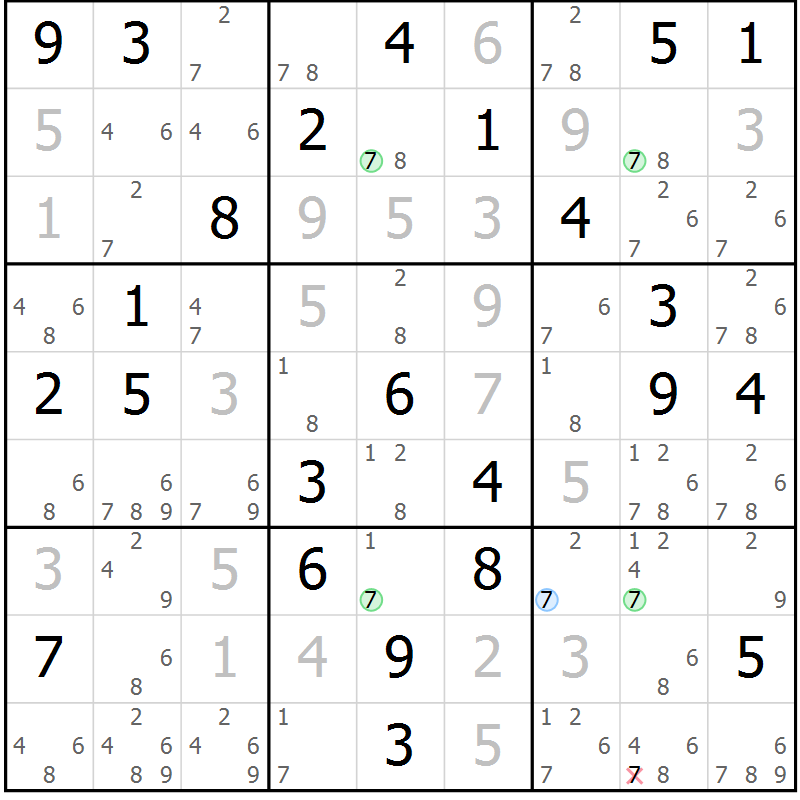 Position des candidats pour la solution de la Gr 36 page 39 du magazine de sudoku Sudoku Suprême n° 039