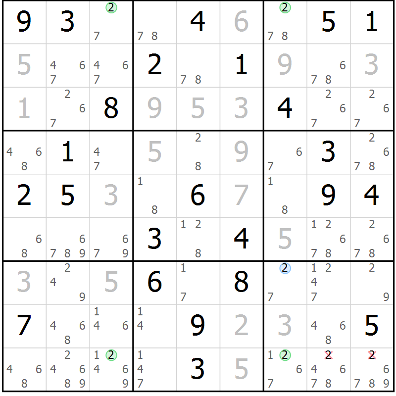 Position des candidats pour la solution de la Gr 36 page 39 du magazine de sudoku Sudoku Suprême n° 039