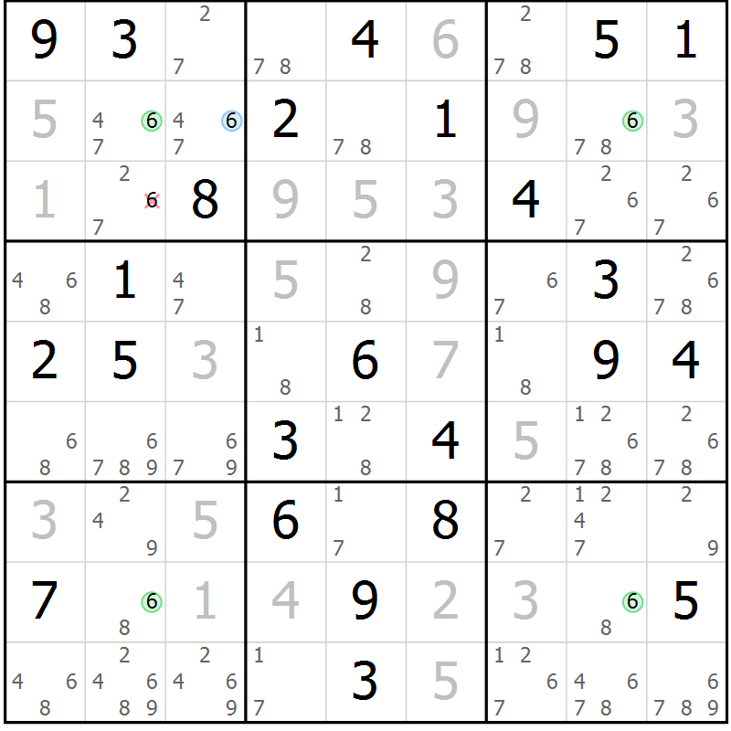 Position des candidats pour la solution de la Gr 36 page 39 du magazine de sudoku Sudoku Suprême n° 039
