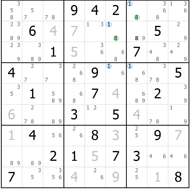 Position des candidats pour la solution de la Gr 37 page 40 du magazine de sudoku Sudoku Suprême n° 039