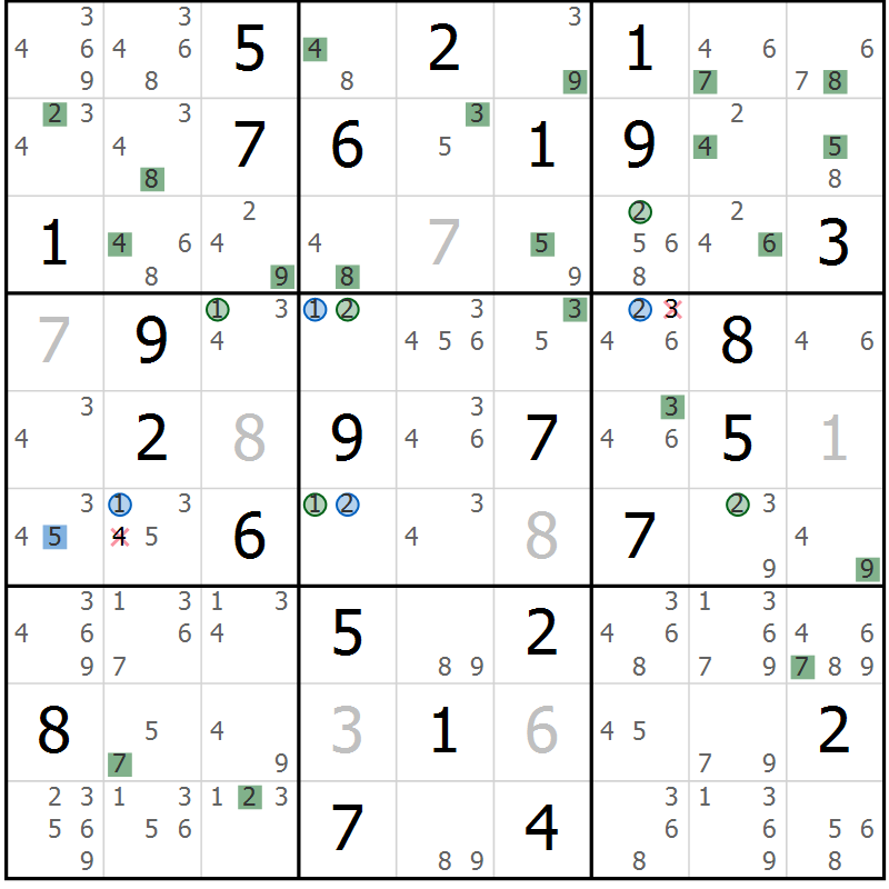 Position des candidats pour la solution de la Gr 38 page 41 du magazine de sudoku Sudoku Suprême n° 039