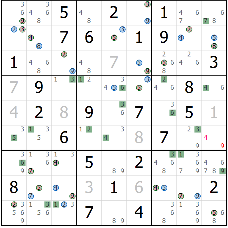 Position des candidats pour la solution de la Gr 38 page 41 du magazine de sudoku Sudoku Suprême n° 039