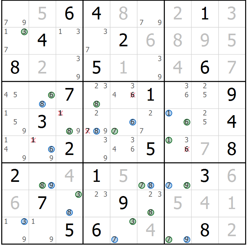 Position des candidats pour la solution de la Gr 41 page 44 du magazine de sudoku Sudoku Suprême n° 039