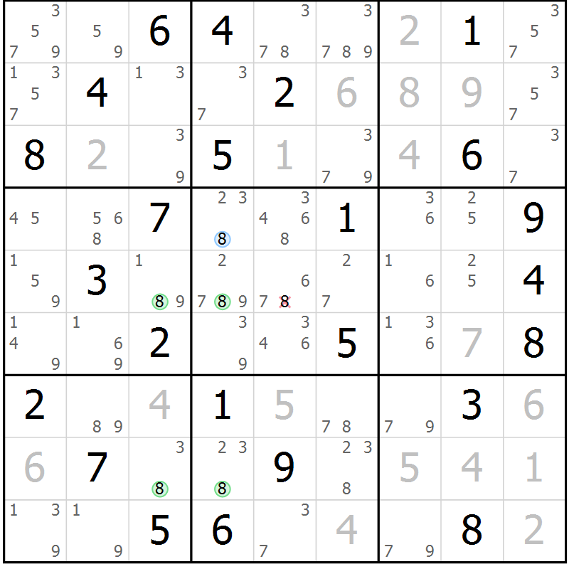 Position des candidats pour la solution de la Gr 41 page 44 du magazine de sudoku Sudoku Suprême n° 039