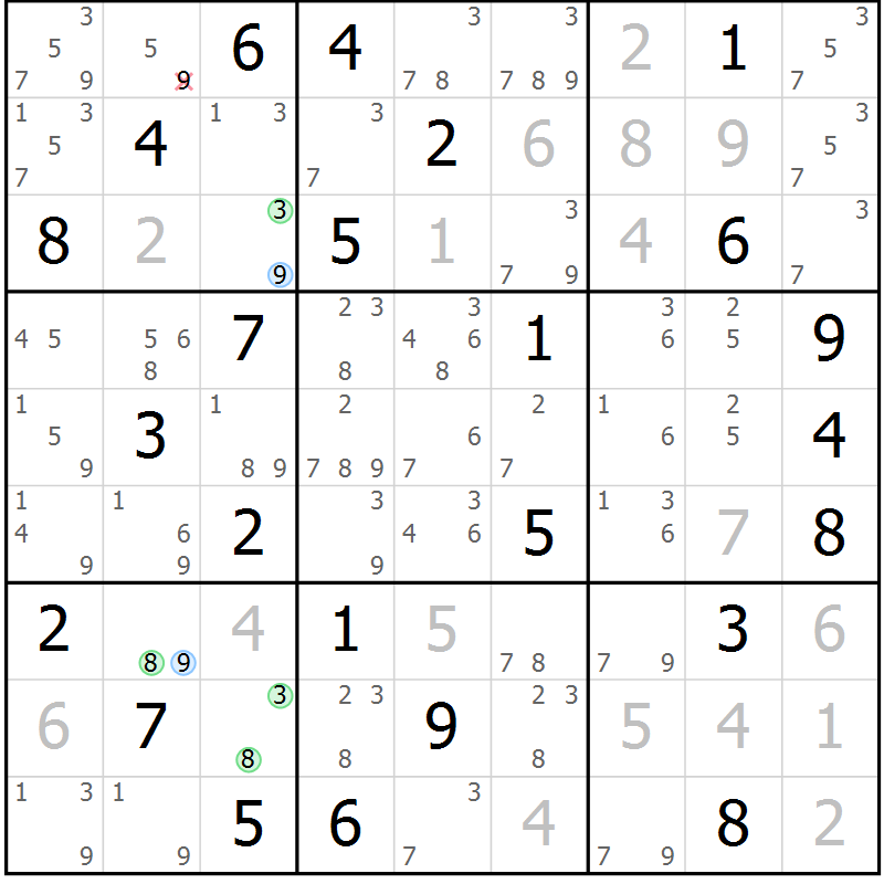 Position des candidats pour la solution de la Gr 41 page 44 du magazine de sudoku Sudoku Suprême n° 039