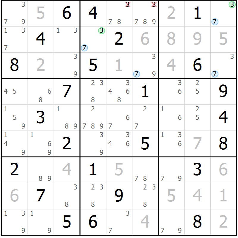 Position des candidats pour la solution de la Gr 41 page 44 du magazine de sudoku Sudoku Suprême n° 039