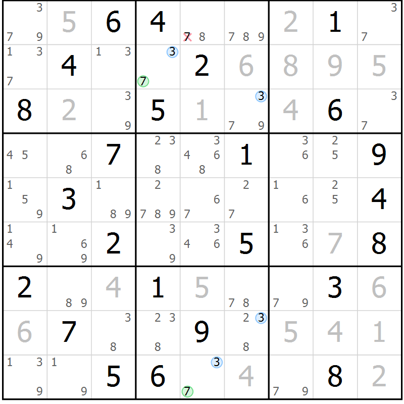 Position des candidats pour la solution de la Gr 41 page 44 du magazine de sudoku Sudoku Suprême n° 039