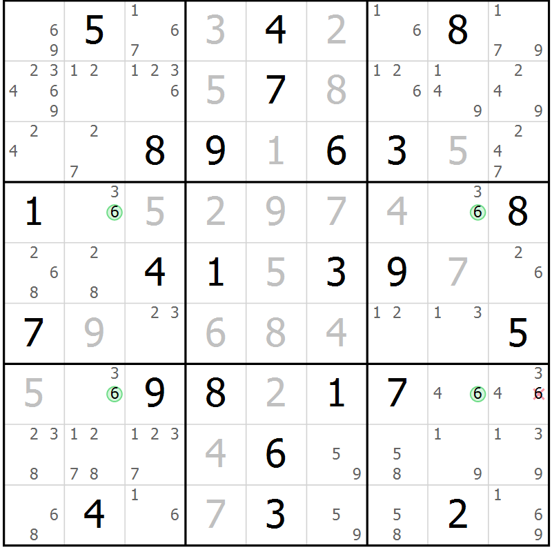 Position des candidats pour la solution de la Gr 45 page 48 du magazine de sudoku Sudoku Suprême n° 039