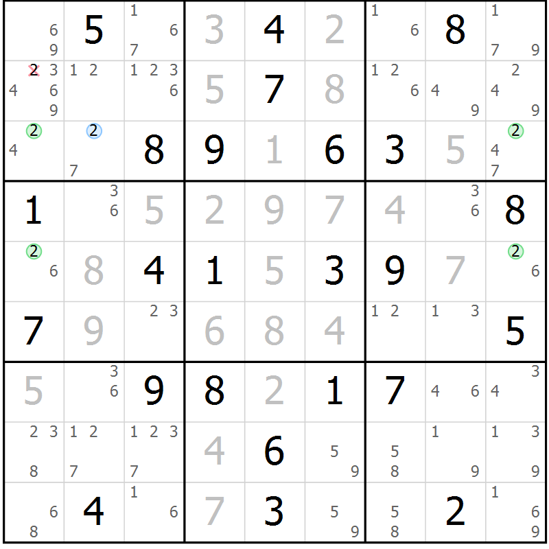 Position des candidats pour la solution de la Gr 45 page 48 du magazine de sudoku Sudoku Suprême n° 039