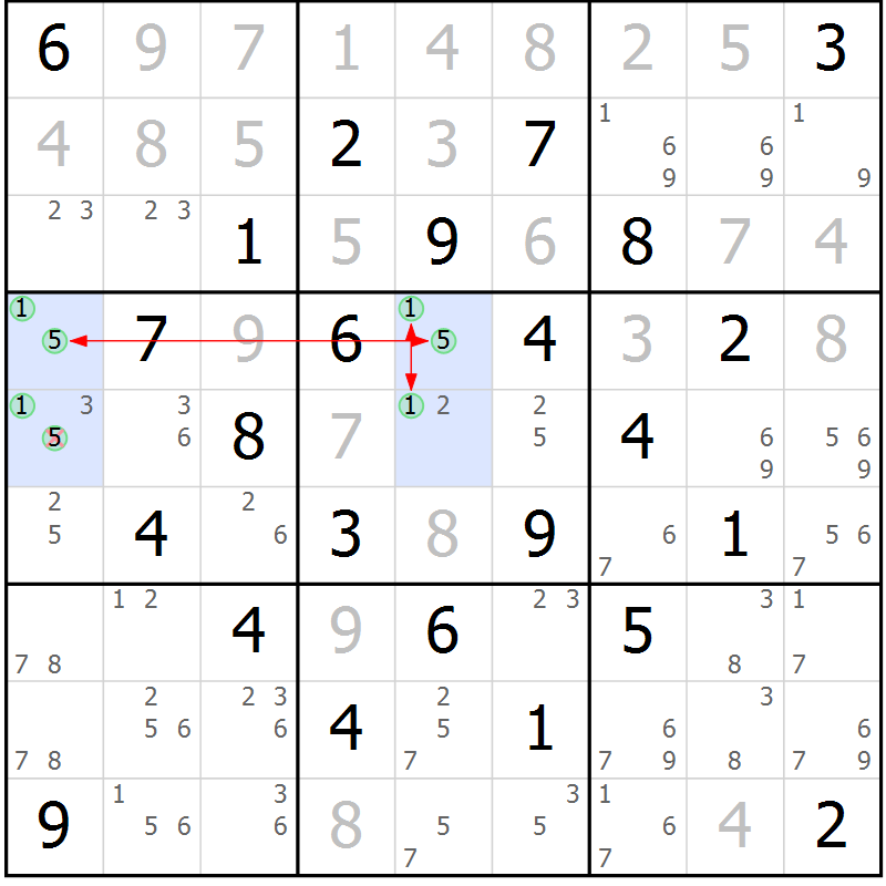 Position des candidats pour la solution de la Gr 47 page 50 du magazine de sudoku Sudoku Suprême n° 039