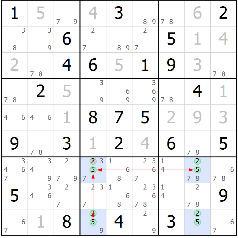 Position des candidats pour la solution de la Gr 66 page 69 du magazine de sudoku Sudoku Suprême n° 039