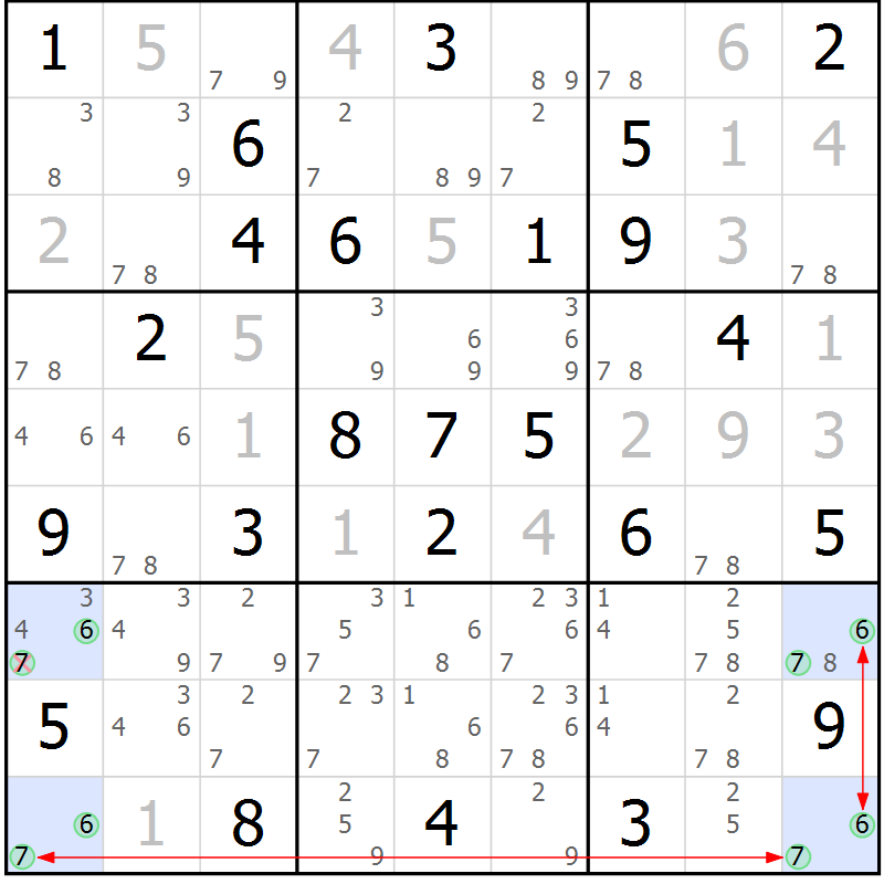 Position des candidats pour la solution de la Gr 66 page 69 du magazine de sudoku Sudoku Suprême n° 039
