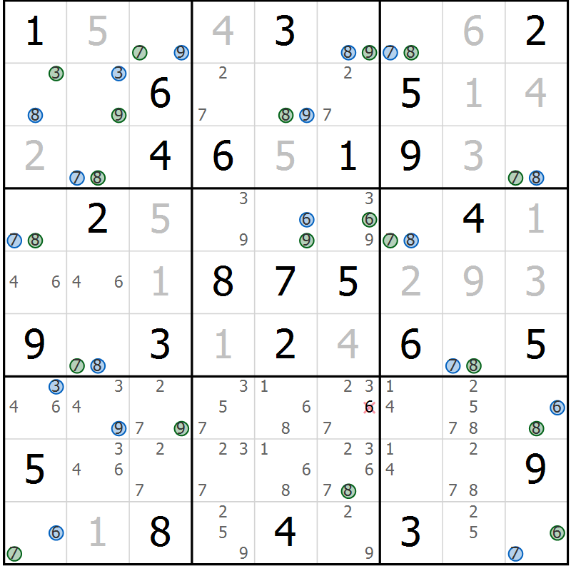 Position des candidats pour la solution de la Gr 66 page 69 du magazine de sudoku Sudoku Suprême n° 039