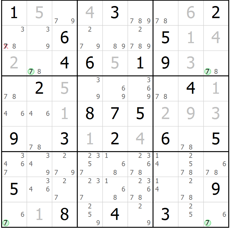 Position des candidats pour la solution de la Gr 66 page 69 du magazine de sudoku Sudoku Suprême n° 039