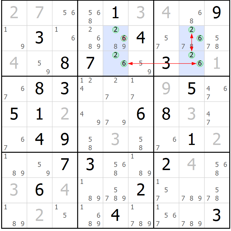 Position des candidats pour la solution de la Gr 67 page 70 du magazine de sudoku Sudoku Suprême n° 039